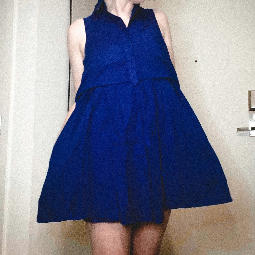 ZARA LIGHTLY WORN trafaluc blue dress with pockets